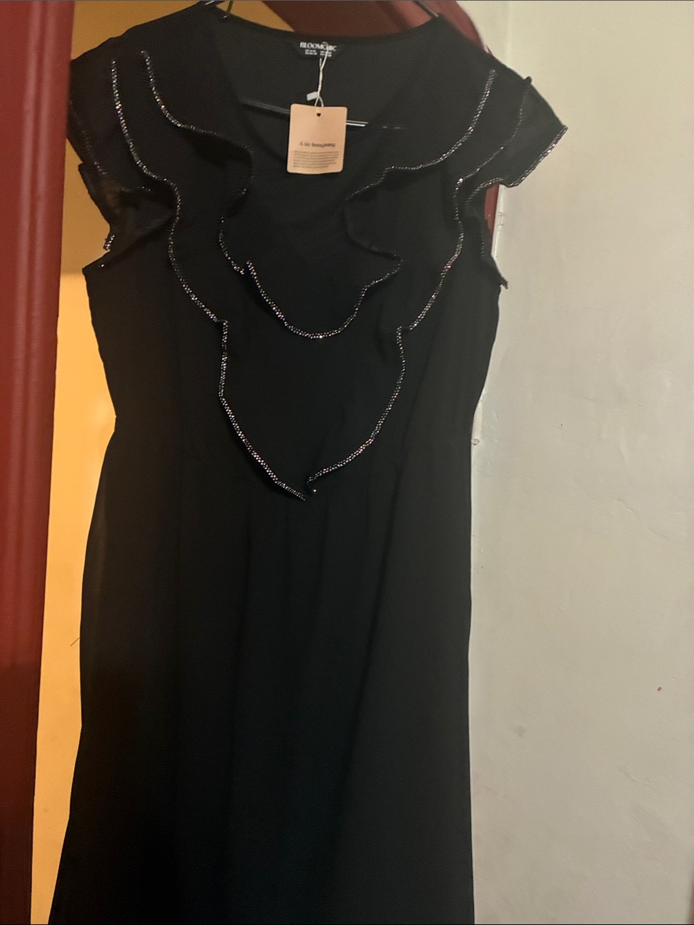 bloom Black Ruffle Dress with Sparkle Trim - Picture 3 of 3